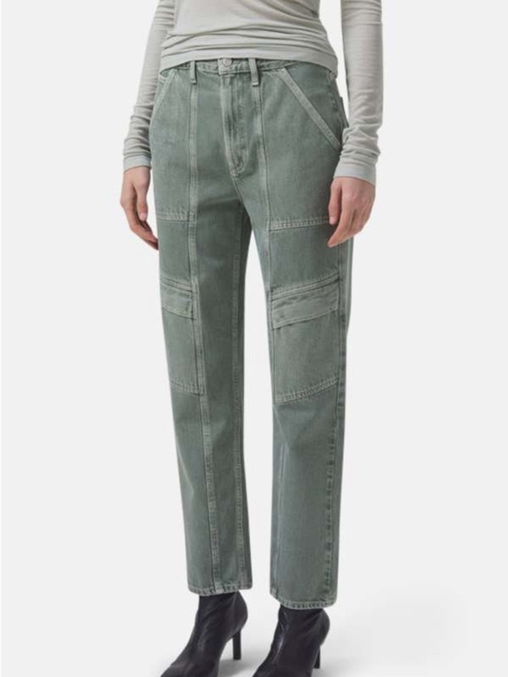 Agolde Olive Green Straight-Leg Carpenter Jeans - Picture 6 of 6